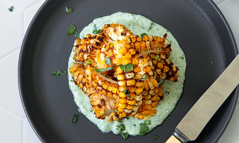 Corn Ribs with Creamy JalapeƱo Cilantro Dip Recipe